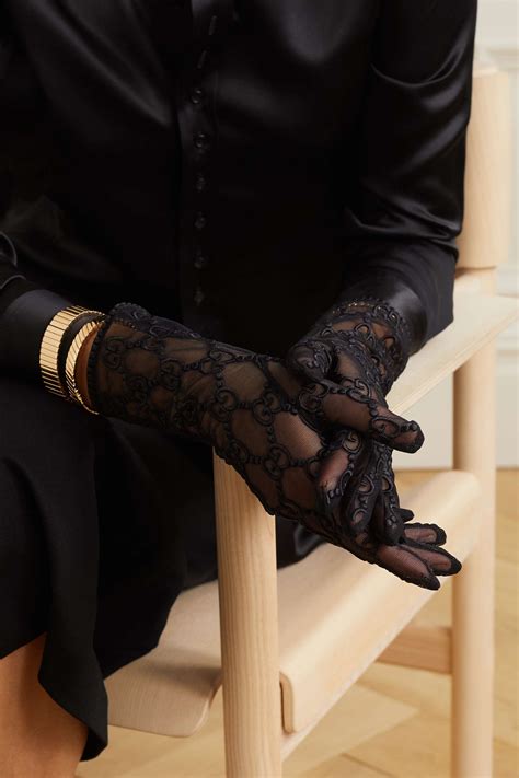 embroidered tulle gloves.